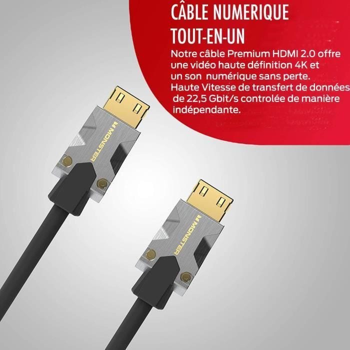 Connectique Audio / Vidéo Monster Cable CABLE HDMI M1000 UHD 4K HDR 22.5GBPS 3M