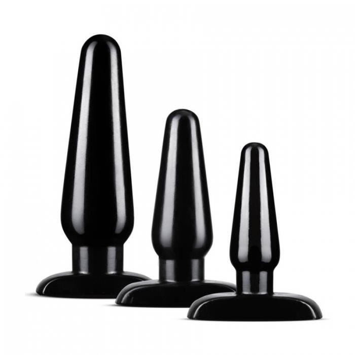 Kit de plugs - Anal Adventures - Basic - 3 pièces - Noir - PVC - Adultes