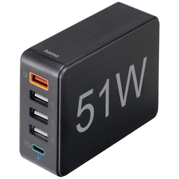 Hama 00201630 Station de charge USB intérieure Courant de sortie (max.) 3000 mA 5 x USB-A, USB-C®