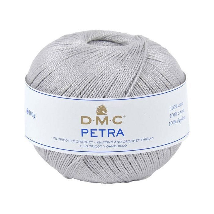 Pelote de laine - 100% coton - Gris - DMC - Petra - Longues fibres