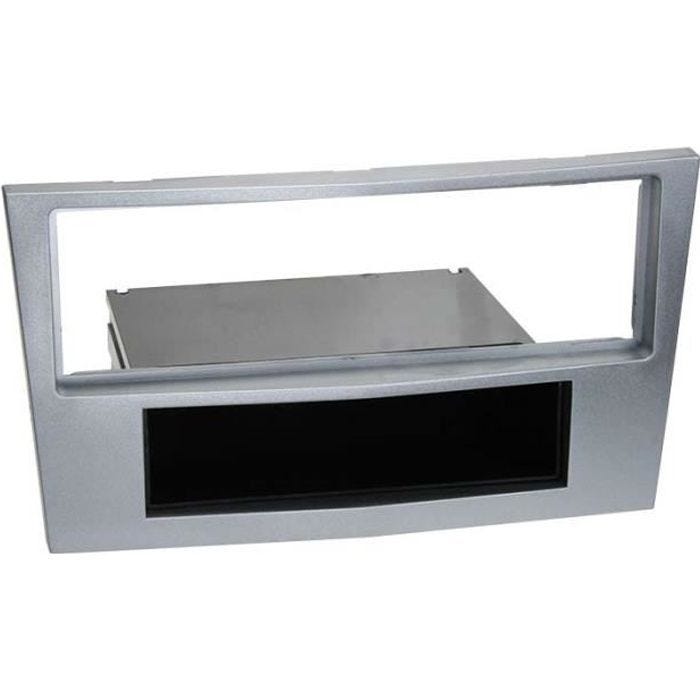 Adaptateur de façade 1-DIN - Opel - Gris - Universel - Vide poche - Chrome mat