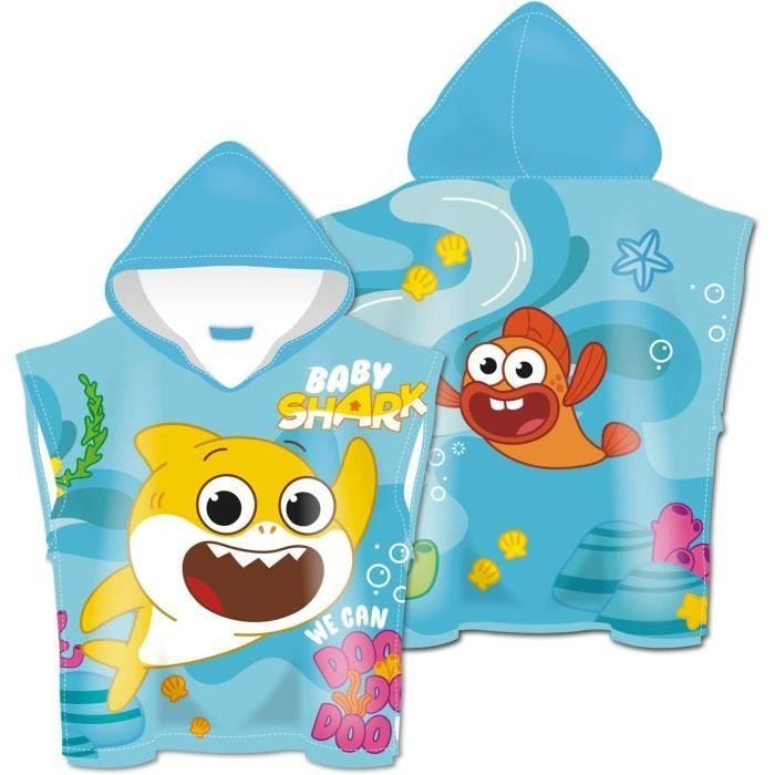 BABY SHARK - Poncho microfibre avec capuche 55x55 cm