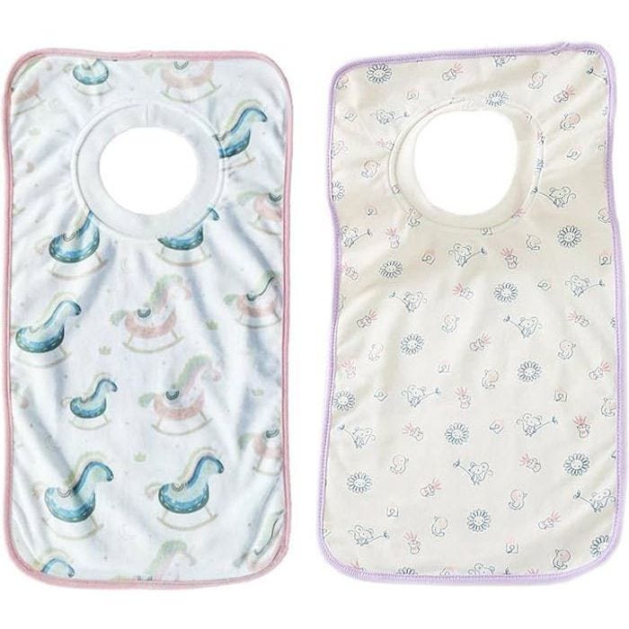 LOT de 2 Grands Bavoirs bébé évolutif avec Poche de Rangement- Confort et Doux, 100% Coton NOVAGO
