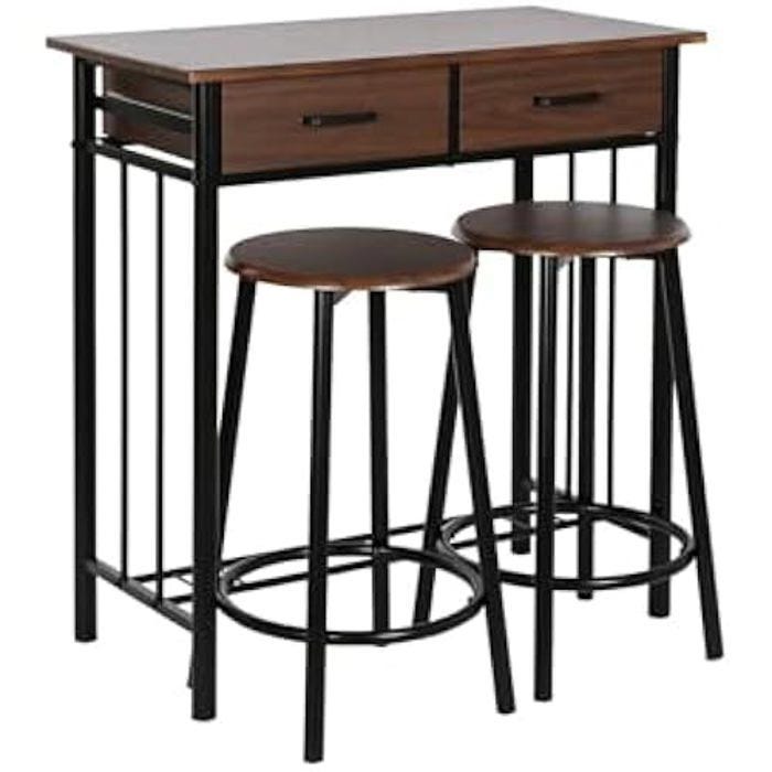 Ensemble de Table - DKD HOME DECOR - Multicolore - 2 Chaises - Métal et Bois MDF - 80x84x50 cm