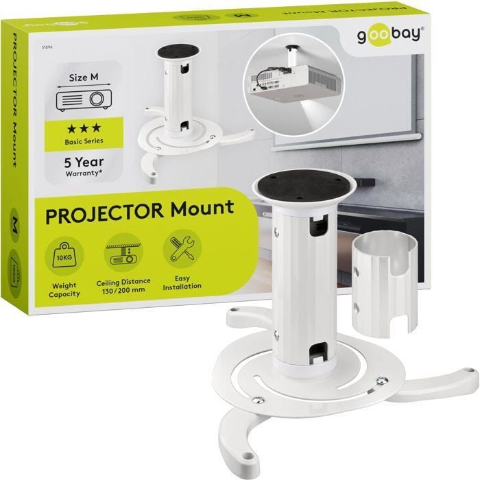 Support de Projecteur - Blanc - Réglable - Inclinaison 15° - Charge max 10 kg - Installation facile