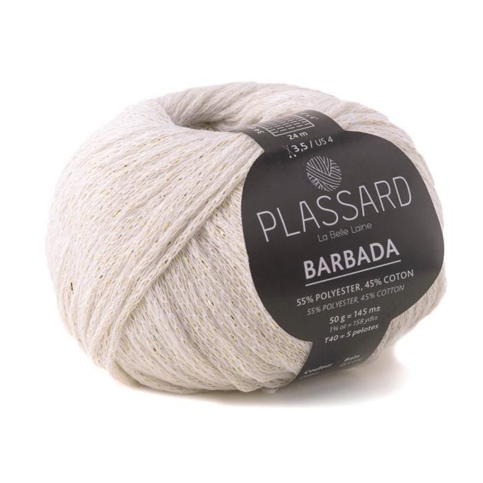 Fil crochet et tricot - PLASSARD - Barbada - Blanc Optique 01 - Coton et Polyester - Aiguille 3,5
