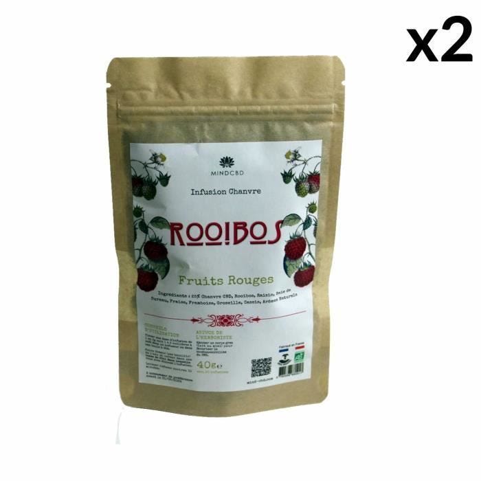 Lot de 2 Infusions CBD Bio "ROOIBOS FRUITS ROUGES" MIND CBD, Chanvre (25%), 2 x 40g