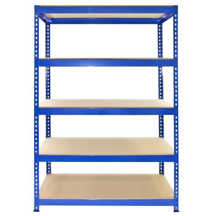 2 Rayonnages T-Rax Bleu en Métal 75x150x 30cm 100% Sans Boulons Capacité 750 KG
