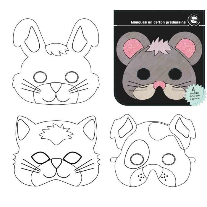Masques en carton - MÉGACRÉA - Animaux - 17 x 14 cm - Lot de 12 - Pour enfants