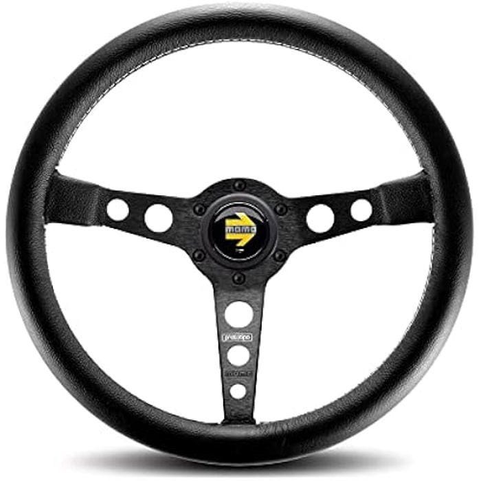 Volant MOMO Pro35Bk2B en cuir pleine fleur noir 350mm - Diamètre de jante 30x30mm