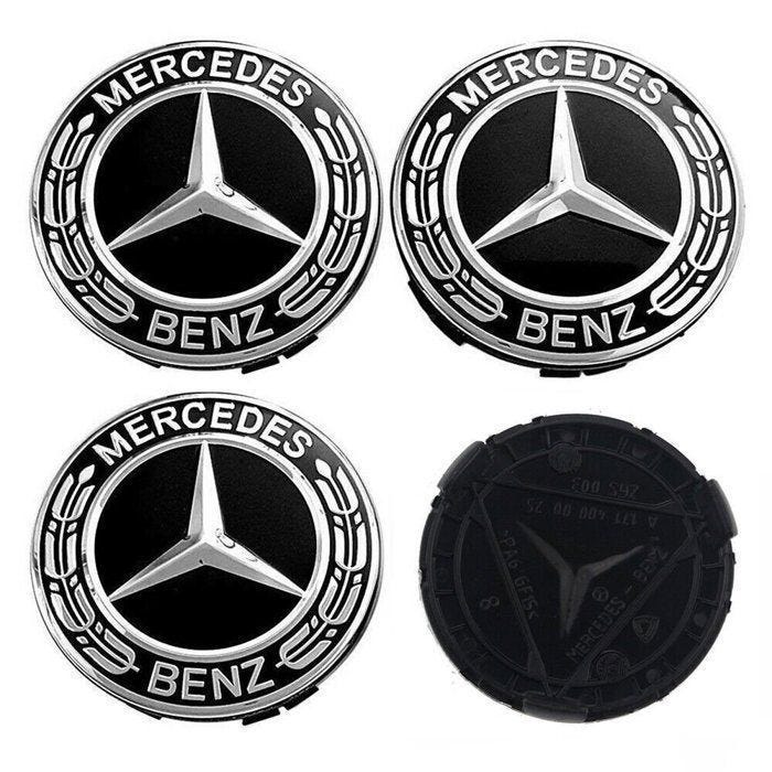 Centres de roue - Mercedes Benz - 75mm - Noir Classique - ABS - 100% étanche