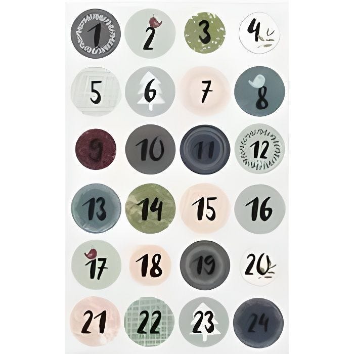 Sticker Chiffres pour calendrier de l'Avent 3 cm 24 pièces - MegaCrea DIY Multicolore - Assort.