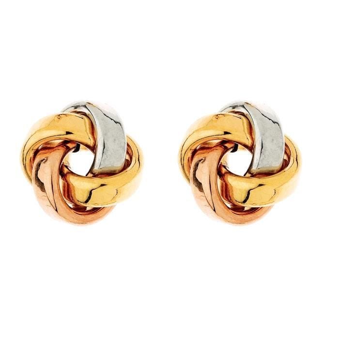 Boucles d'oreilles - BRILLAXIS - Noeud 3 ors 9 carats - 11 mm - Clou - Puce