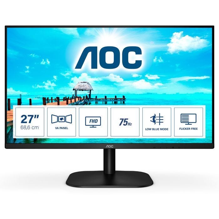 Moniteur LED AOC 27B2DM, 27 pouces, FHD IPS, 4 ms, 75 Hz, noir