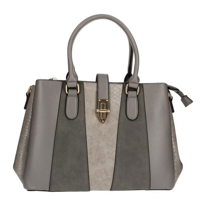 Sac à main - Gallantry Paris - Imprimé serpent - Boucle dorée - Gris