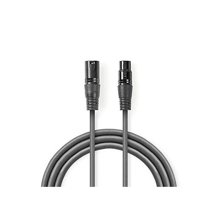 Nedis COTG15012GY150 Câble Numérique DMX 110 Ohms - XLR Mâle à 3 Broches - XLR Femelle à 3 Broches - 15 m - Gris