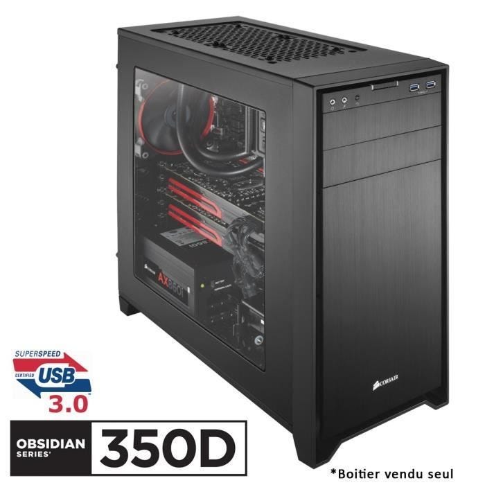 CORSAIR Boitier Moyen Tour Obsidian 350D - Noir - Fenêtre Plexiglass (CC-9011029-WW)