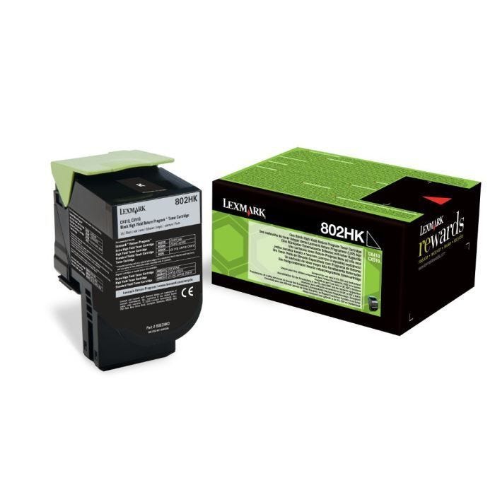 Cartouche de toner noir Lexmark 80C2HK0 à rendement élevé pour imprimante laser - jusqu'à 4000 pages