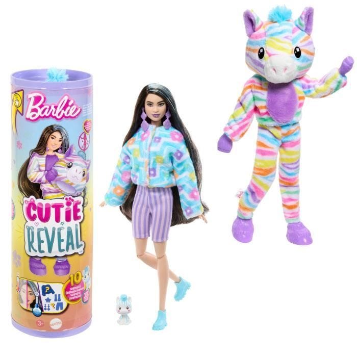 Barbie-Barbie Cutie Reveal-Poupée zèbre Rêve Coloré avec 10 surprises HRK39