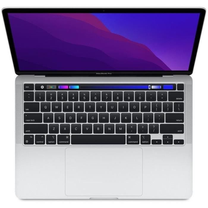 MacBook Pro Touch Bar 13"Apple M1 3,2 Ghz 8 Go 256 Go SSD Argent (2020) - Batterie Neuve - Reconditionné - Etat correct