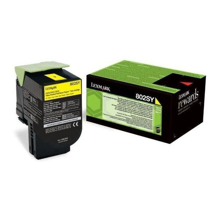 Cartouche de toner jaune Lexmark 802SY - 80C2SY0 - jusqu'à 2 000 pages