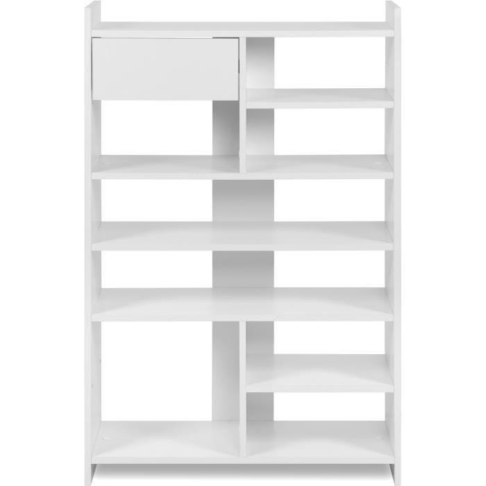 Meuble à chaussures - MÜNSTER - Blanc - 12 paires de chaussures - 71,5 x 25 x 109 cm