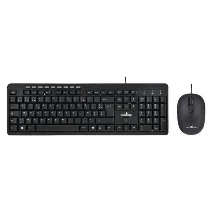 Pack Clavier Souris - BLUESTORK - PACK FIRST II - Filaire - Noir