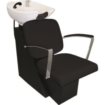 Fauteuil de Coiffure avec Lavabo - Noir - Appui Tête Réglable - Alimentation Eau Chaude & Froide