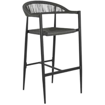Tabouret - HOME ESPRIT - Noir - Aluminium - Rotin - 52 x 55 x 105 cm