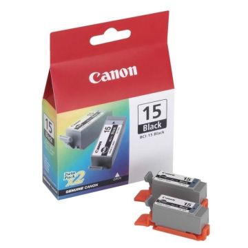 CANON Pack de 2 cartouche d'encre - BCI-15BK - Noir - capacité standard 2 x 5,3 ml - 2 x 121 pages