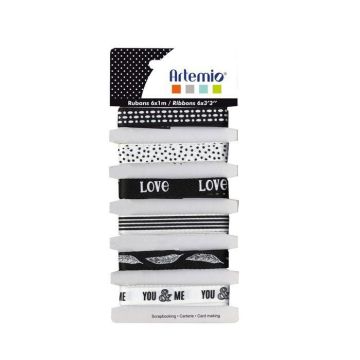 6 rubans Amour noir & blanc