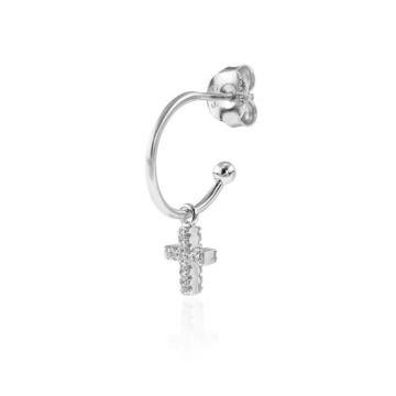 Boucles d'Oreilles femme - Agatha - Piercing créole AGATHA CRIOCRUZ - Cristal - Argenté - Couleur de la matière:Blanc