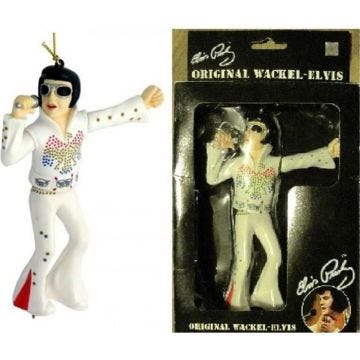 figurine elvis dansant pour retroviseur (blanc) collector