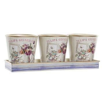 Pot PVC Aluminium DKD Home Decor Shabby Chic 38x13x14 cm (x3)