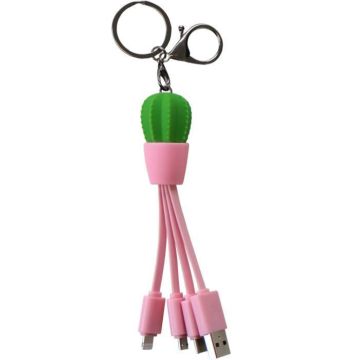 Câble 3 en 1 USB A/micro USB & USB C & Lightning 0,15m Cactus Yello Koko