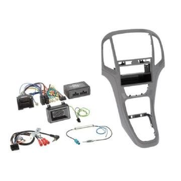 Kit installation autoradio 2DIN compatible avec Opel Astra ap09 Gris aluminium -Vide poche