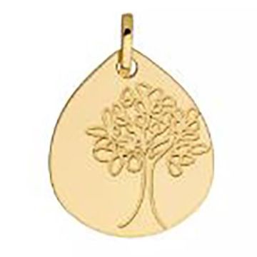 Pendentifs et Médailles enfant - BRILLAXIS - Médaille goutte arbre de vie or jaune 18 carats - Couleur de la matière:Jaune