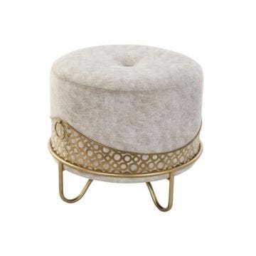 Repose-pied en velours beige doré - Marque - Modèle - Bois MDF - Métal