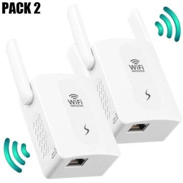 [2 Pièces] Répéteur Wifi 300 Mbps - E.F.CONNECTION - Configuration Facile - Couverture 200m² - Sécurité WPA/WPA2