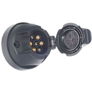 SOCLE FEMELLE 7 PLOTS PLASTIQUE PERMET DE RELEGUER LA FONCTION DES FEUX ARRIERE DU VEHICULE SUR LES FEUX ARRIERE DE LA REMORQUE, C
