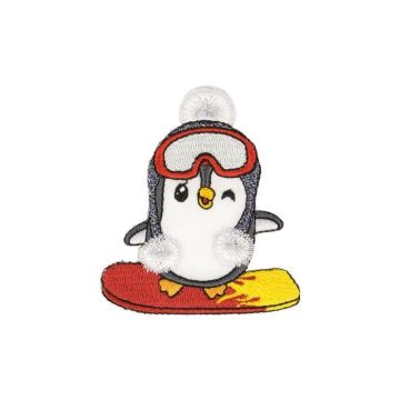 Ecusson thermocollant au ski pingouin 7x7cm