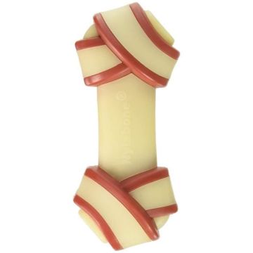 Nylabone N-oeligud en cuir brut pour chien Os -agrave m-acirccher pour Extreme Mastiqueurs, b-oeliguf, Medium -