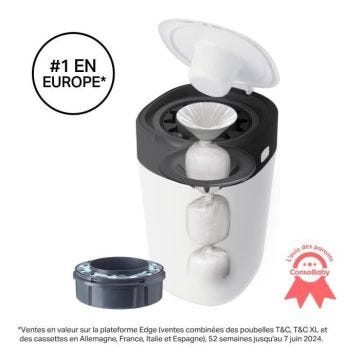 Tommee Tippee - Poubelles à couches - Twist & Click - Anti-Odeurs Anti-Germes - 1 cassette - Film multicouche antibactérien - Blanc