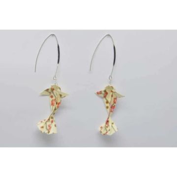 Boucles d'oreille papier Origami Carpe Beige - The cocotte