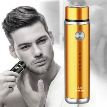 Rasoir électriques Hommes Mini Portable Rotatif Tondeuse À Barbe Rechargeable USB étanche Voyage Classique Doré Petit Cadeau de Noël