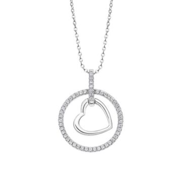 Collier femme - Lotus - Collier Lotus en argent et oxydes coeur encerclé - Taille/Longueur:40 cm