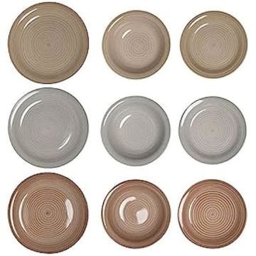 Service de table - DKD HOME DECOR - Standard - Grès - Gris et Marron - 26,5 x 26,5 x 3 cm