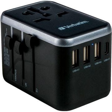 Adaptateur secteur universel de voyage Verbatim UTA-04 - gris/noir - TU