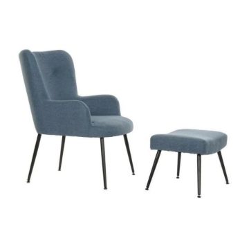 Fauteuil Thyann Noir Bleu Métal (70 x 60 x 84 cm) (2 pcs)