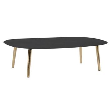 table basse moderne noir doré fer 122 cm